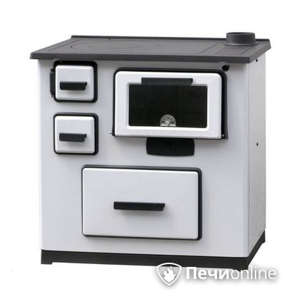 Отопительно-варочная печь Plamen Slavonac белая труба справа в Копейске