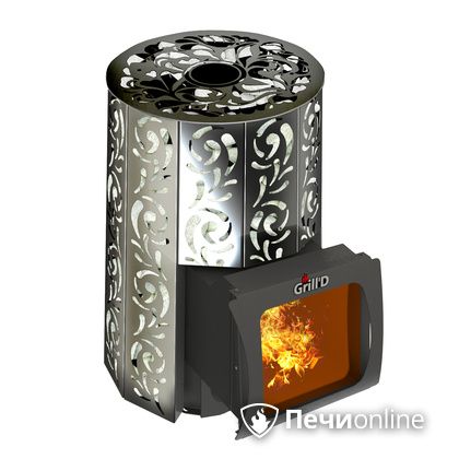 Дровяная печь-каменка GrillD Violet window short Max Жадеит 80 в Копейске