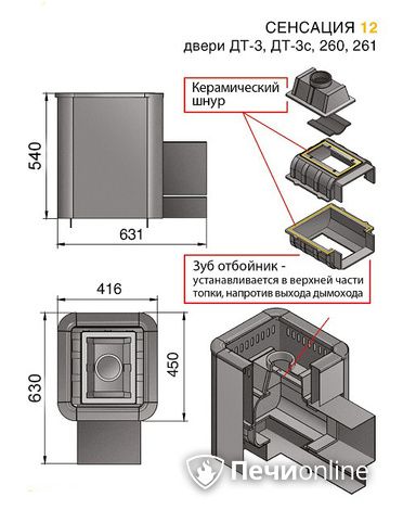 Дровяные печи-каменки Везувий Сенсация 12 Антрацит (ДТ-3С) в Копейске