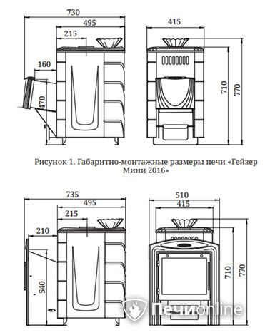 Дровяная банная печь TMF Гейзер Мини 2016 Carbon ДН КТК ЗК антрацит в Копейске