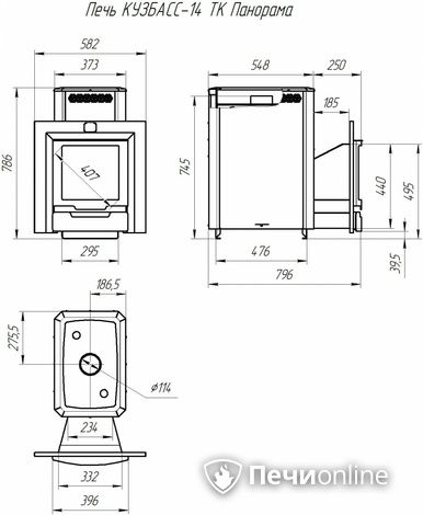 Дровяная банная печь Теплодар Кузбасс-14 ТК Панорама (2018) в Копейске