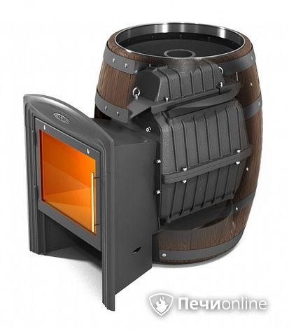 Дровяная банная печь TMF Вариата Cast Витра Баррель палисандр в Копейске