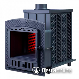 Дровяная банная печь Гефест 25 (П) чугунная дверца с панорамным стеклом в Копейске