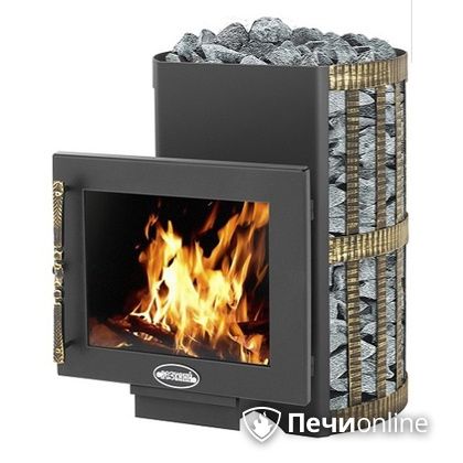 Дровяная банная печь Везувий Скиф Ковка 22 Панорама в Копейске