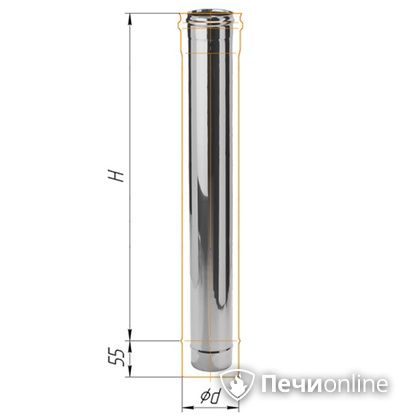 Дымоход Феррум Дымоход нержавейка 08 d-120 L=1м в Копейске