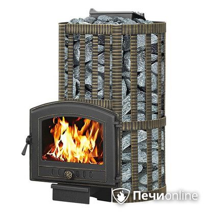 Дровяные печи-каменки Везувий Ураган Ковка 22 (224) с закрытой каменкой чугун в Копейске