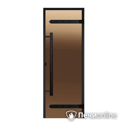 Дверь для бани Harvia Стеклянная дверь для сауны LEGEND 7/19 черная коробка сосна бронза  D71901МL в Копейске