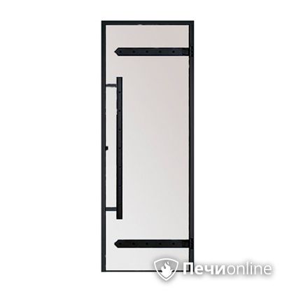 Дверь для бани Harvia Стеклянная дверь для сауны LEGEND 7/19 черная коробка сосна сатин D71905МL в Копейске